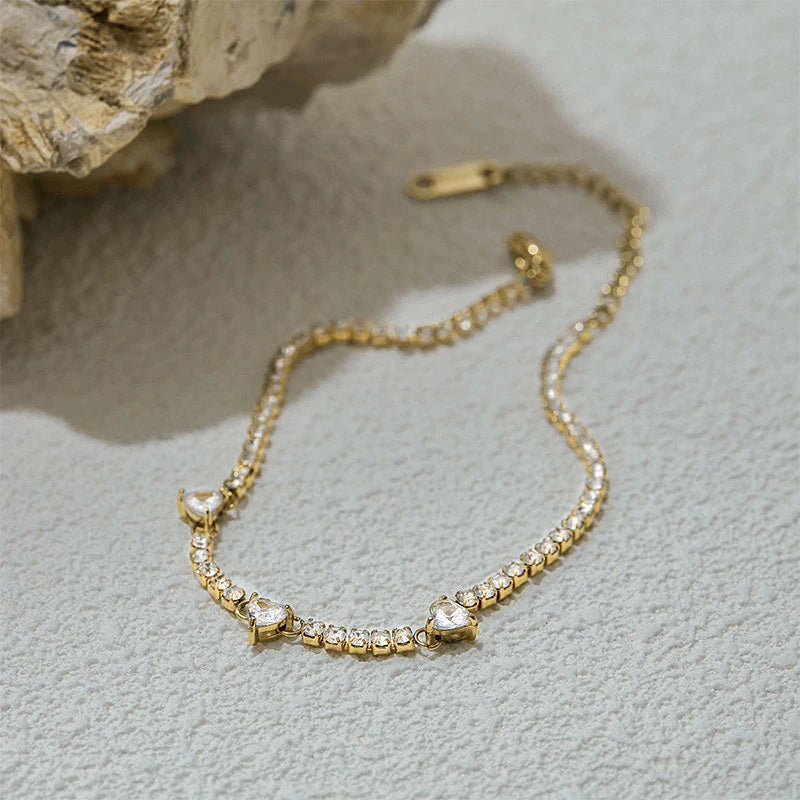 Women’s Heart Moissanite Tennis Bracelet – 14K Gold-Filled Fine Jewelry Gift