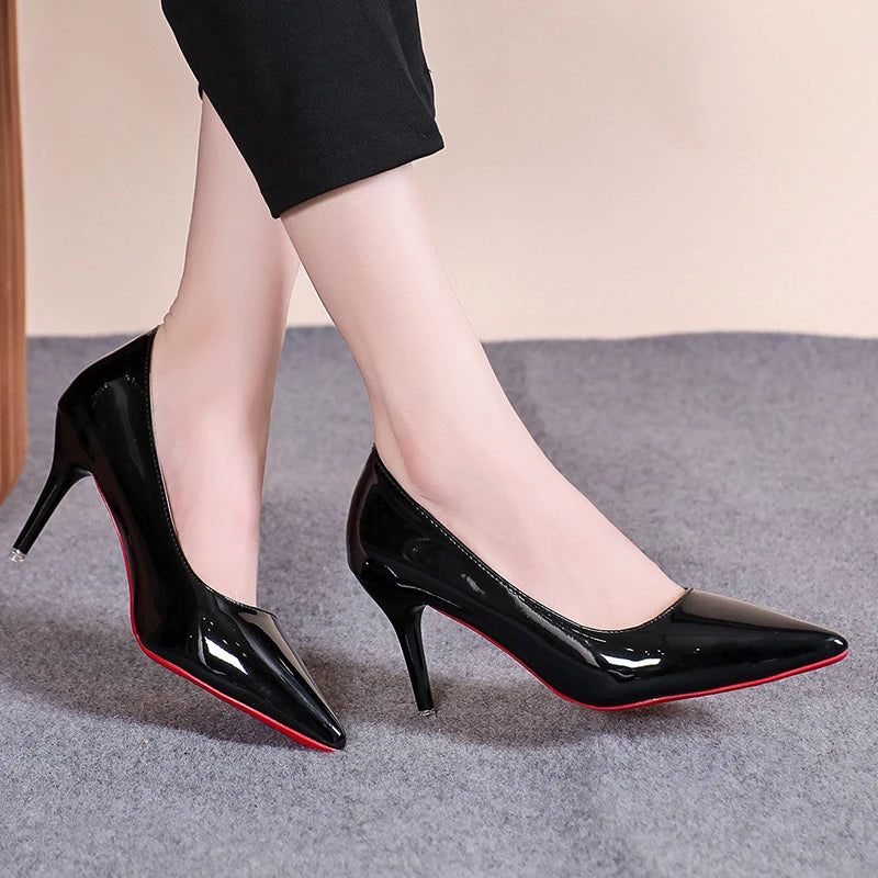 Classic Patent Pointed Toe Stiletto Pumps