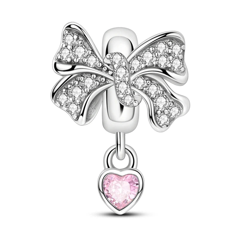 925 Sterling Silver Pink Ballet Girl Bow Pendant Charm Bead for Women – Elegant DIY Jewelry Making Charm for Bracelets & Necklaces