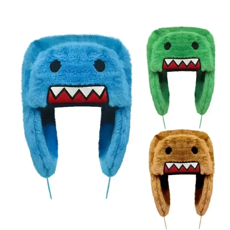 Domo Kun Cartoon Winter Warm Autume Brown Hats Ushanka Hats Cute Embroidery Cap for Girl Kids Anime Earfla Gorras Men Women Caps