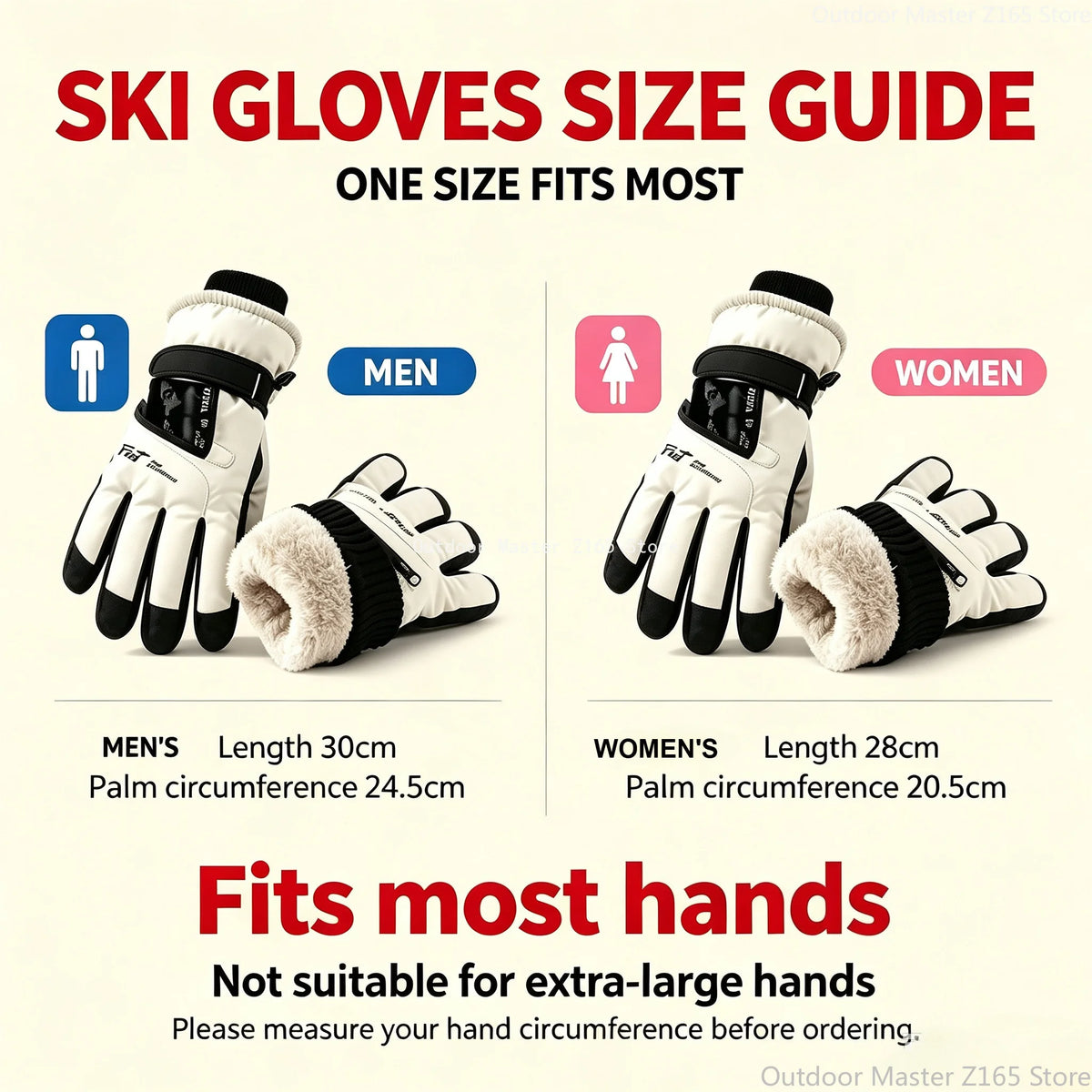 Winter Cycling Gloves Non Slip Touch Ski Gloves Snowboard Accessories Waterproof Pocket Warm Men's and Women's Thermal Gloves