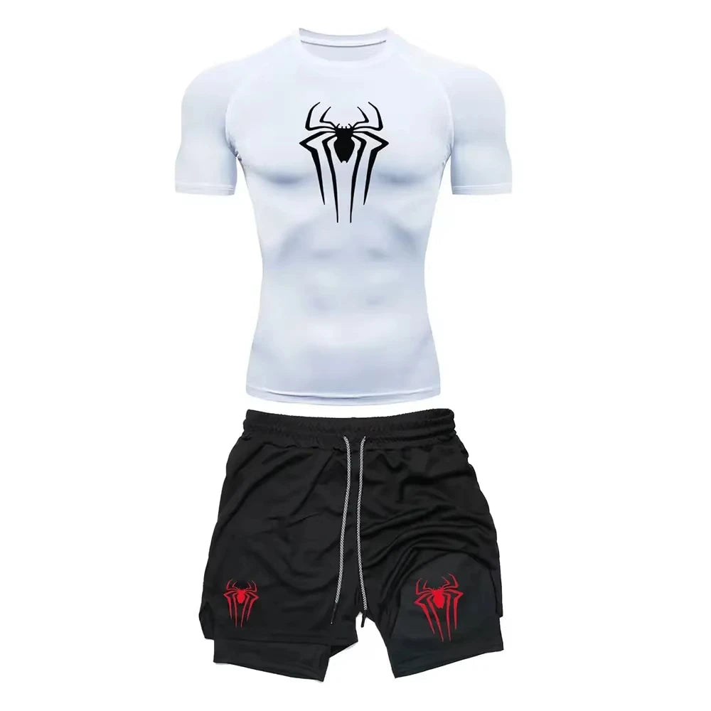 Men’s Spider Print Compression Workout Set