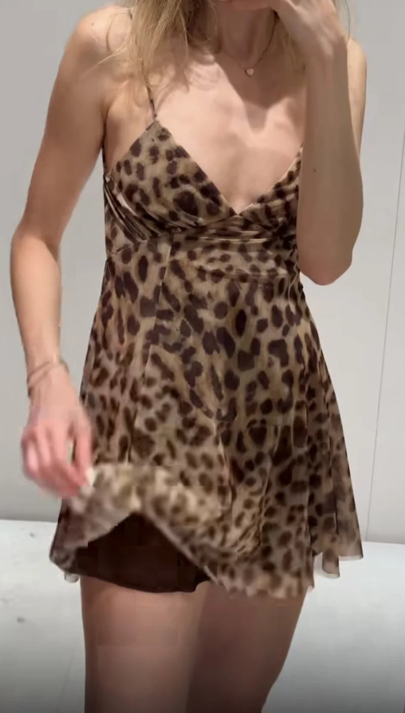 Women’s Printed V-Neck Halter Mini Dress