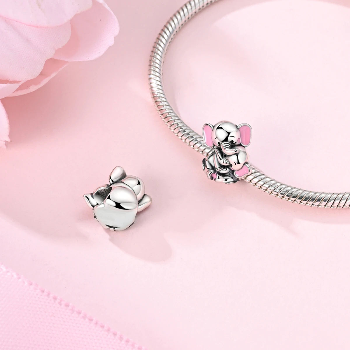 925 Sterling Silver Pink Ballet Girl Bow Pendant Charm Bead for Women – Elegant DIY Jewelry Making Charm for Bracelets & Necklaces
