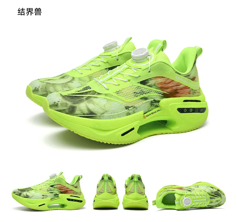 Elastic Speed Running Shoes for Men, Carbon Plate Push Rotating Buckle Sports Shoes for Women, Professional Shock-Absorbing