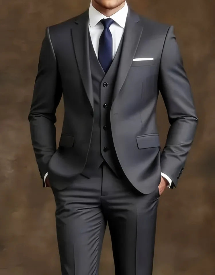 Men’s Elegant Slim Fit Tuxedo Suit Set – Classic Black Formal Suit for Weddings, Business, Parties & Special Occasions