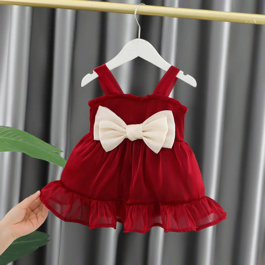 Girls Sweet Bow Summer Princess Dress
