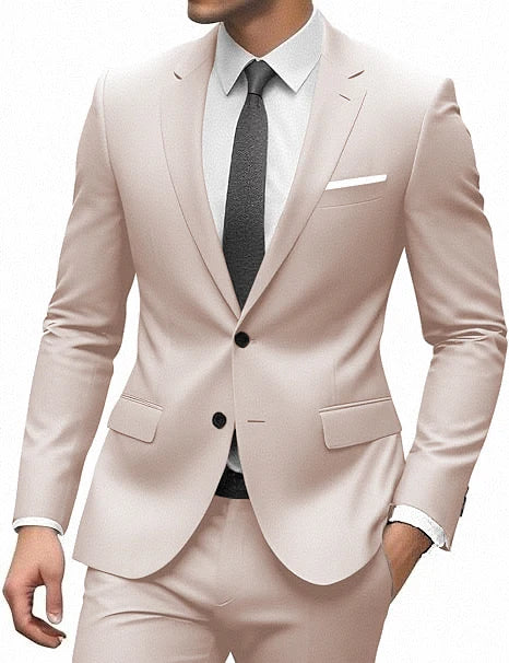 Elegant Suit for Men 2 Pieces Blazer and Pants Set Luxury Notched Lapel Tuxedo Suits for Men Formal Wedding Dresses Gentleman