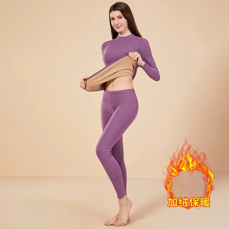 Men's Mock Neck Fleece Thermal Underwear Set