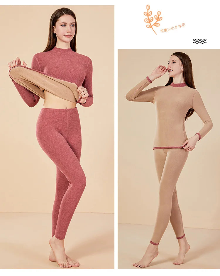 Men's Mock Neck Fleece Thermal Underwear Set