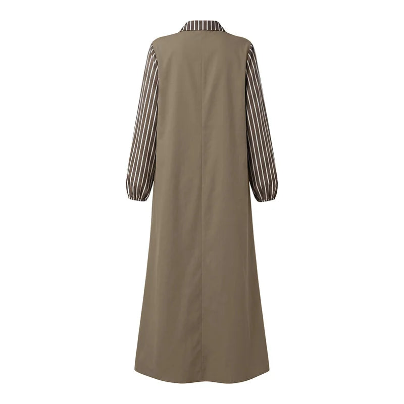 Elegant Striped Ramadan Maxi Dress