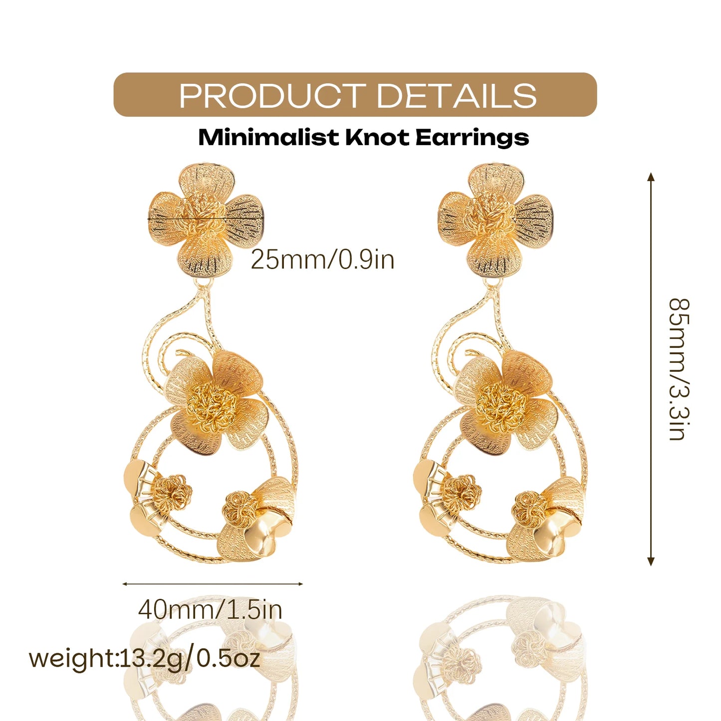 Women’s 18K Gold-Plated Botanical Drop Earrings
