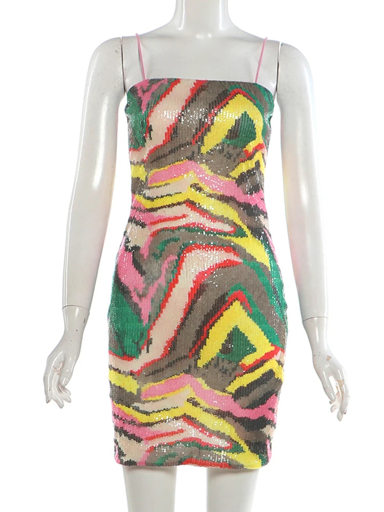 Women’s Sexy V-Neck Patchwork Mini Dress