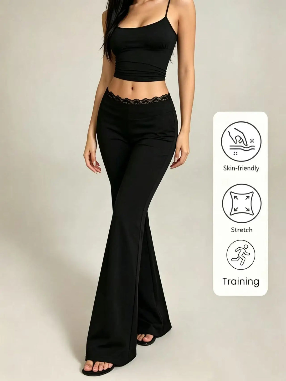 Women’s High-Waist Lace Flare Leggings