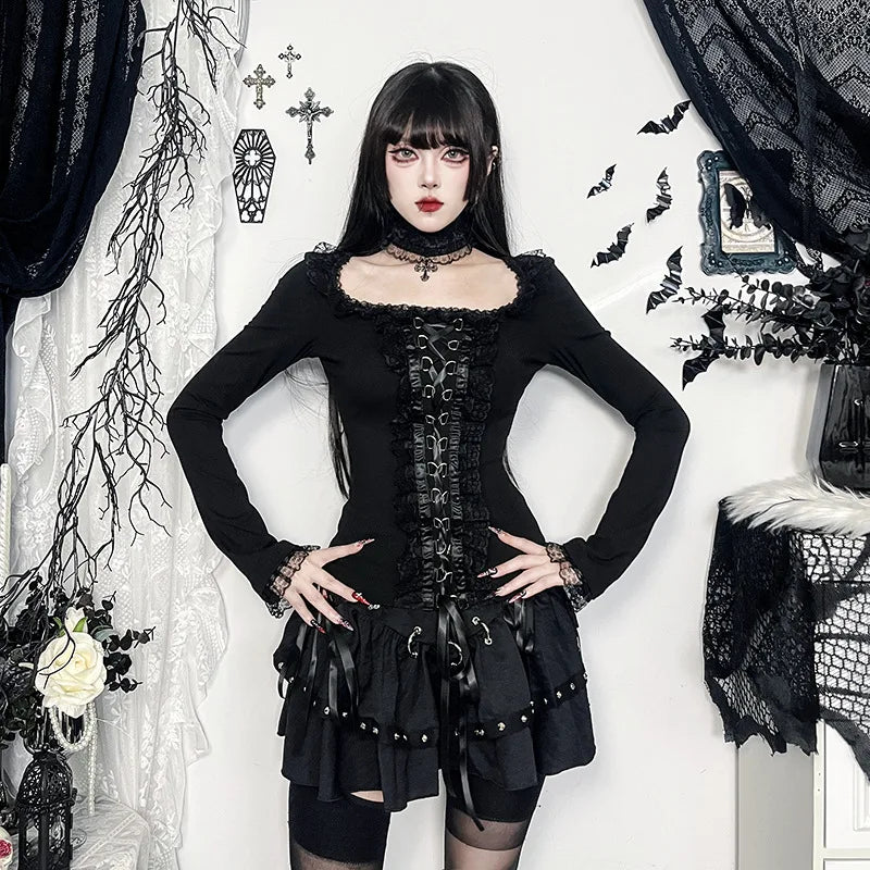 Women’s Gothic Lace Long Sleeve Top