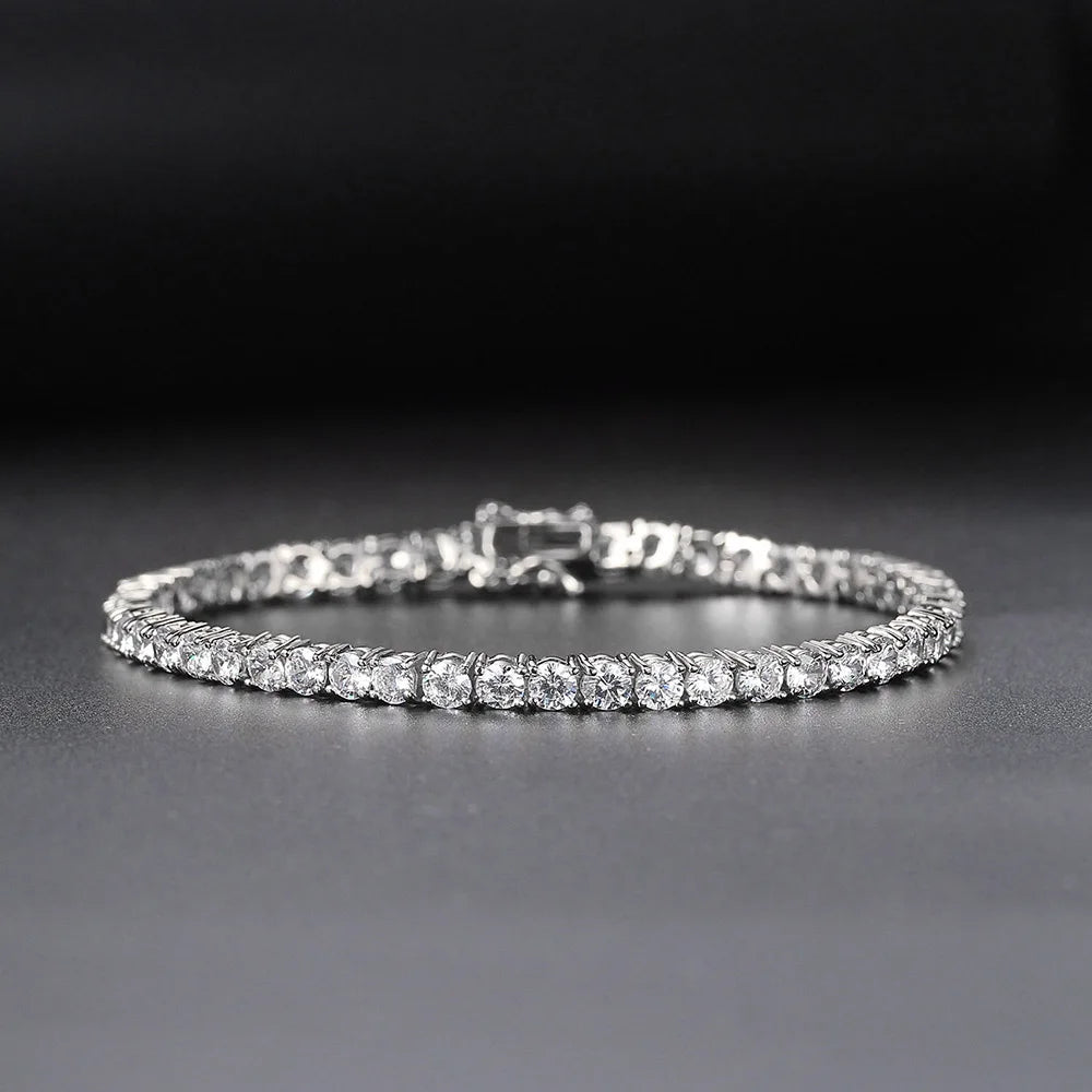 Factory Price D VVS1 Moissanite Tennis Bracelet – 925 Sterling Silver Single Row Classic Bracelet for Women & Men with GRA Certificate