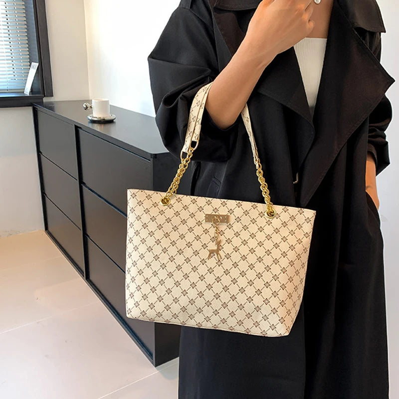 Women’s Fashion Plaid PU Shoulder Tote Bag