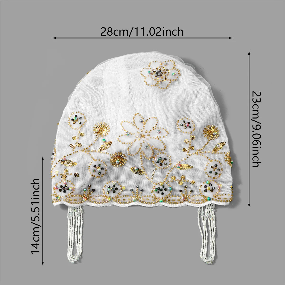 Women’s Luxury Pearl Embroidered Mesh Hijab Cap