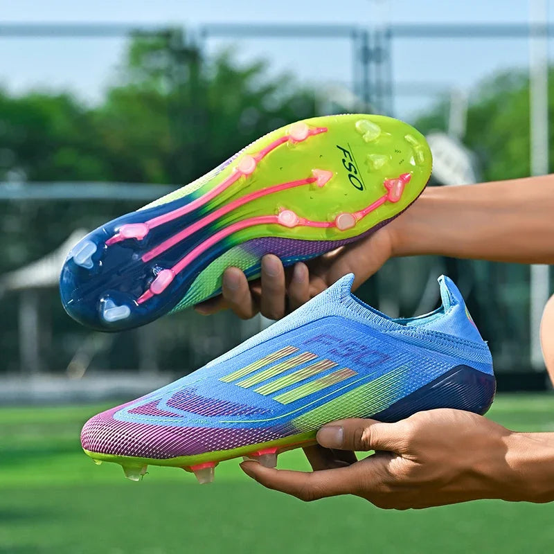Men's Football Boots Without-lace Youth FG/TF Field Training Studded Fast Soccer Cleats Professional Non Slip Football Shoes