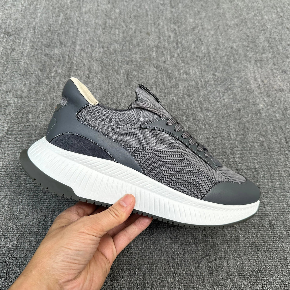 2026 Summer Breathable Sports Casual Shoes For Men, Thick Sole Height Increasing Lace Up Comfort Versatile Mesh Running Sneakers