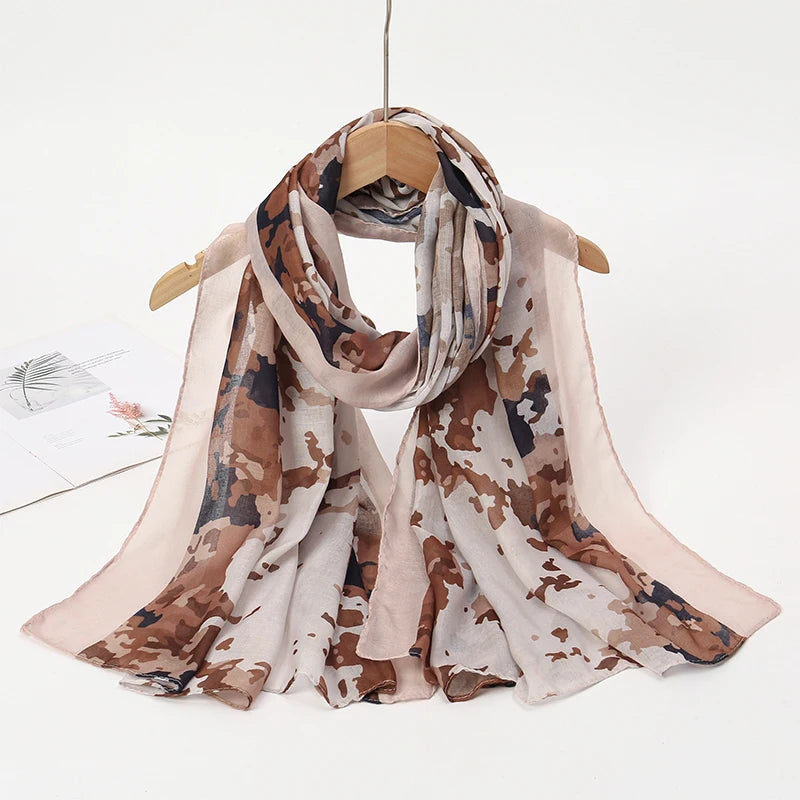 Women’s Leopard & Floral Print Bohemian Hijab Scarf