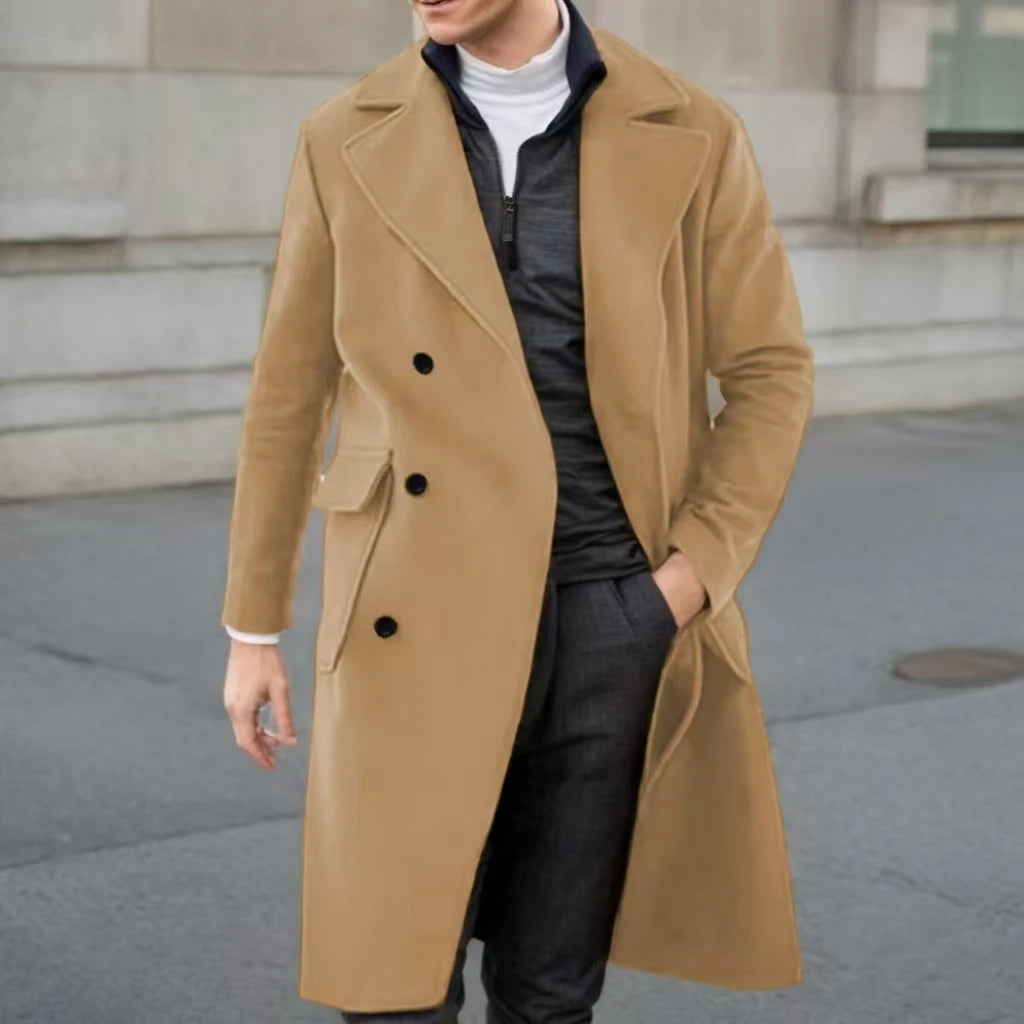 Elegant Men Winter Trench Coat Luxury Peak Lapel High Quality Long Coat for Business And Wedding Dresses Customized Elegant Men