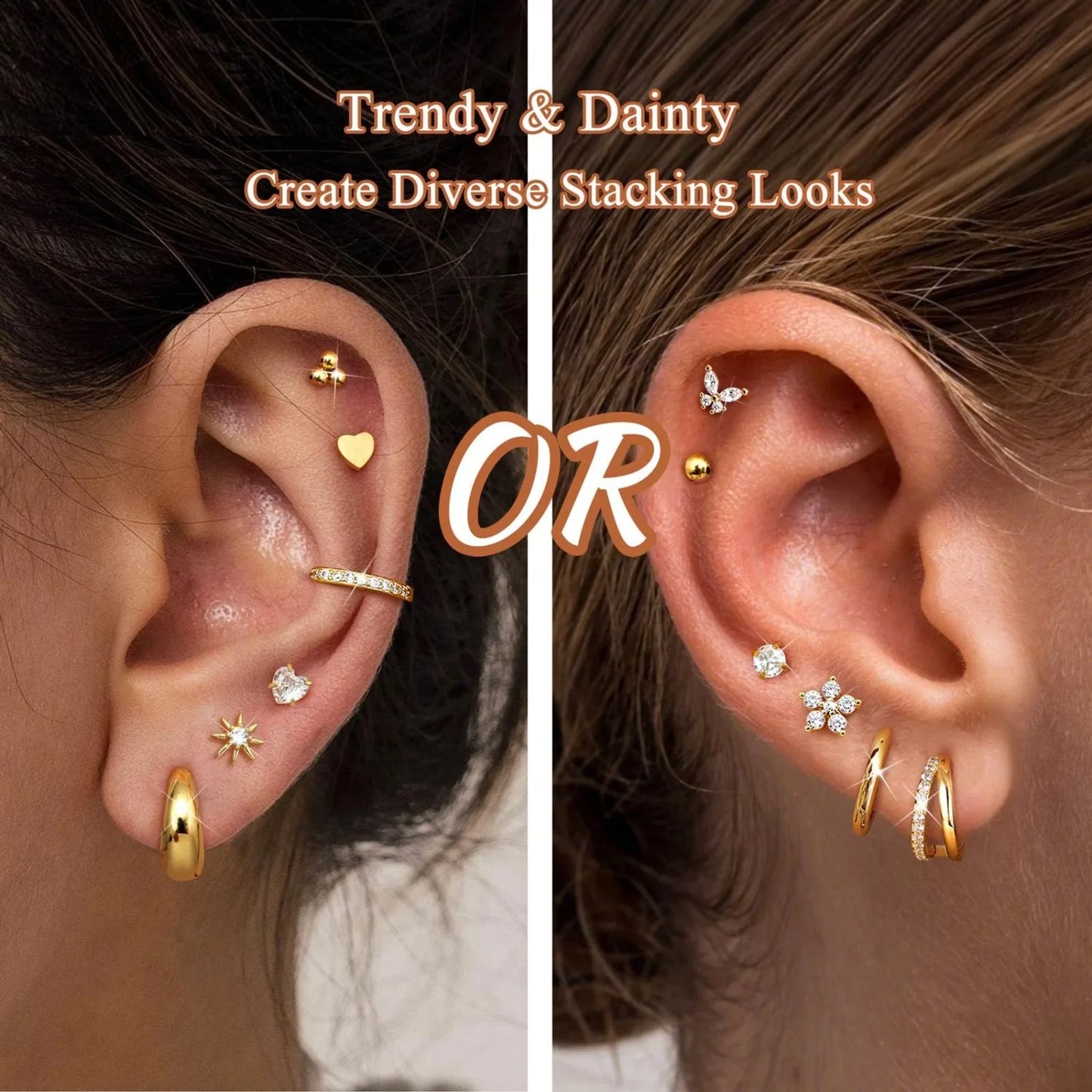 14K Gold-Plated Stainless Steel Classic Stud Earrings