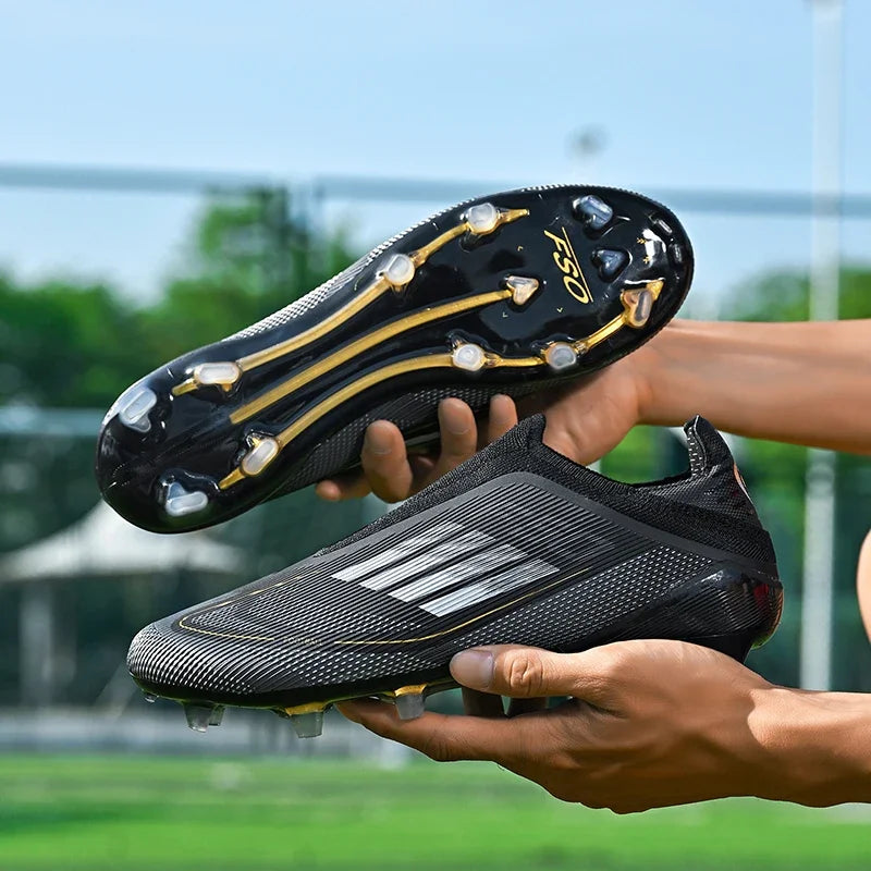 Men's Football Boots Without-lace Youth FG/TF Field Training Studded Fast Soccer Cleats Professional Non Slip Football Shoes