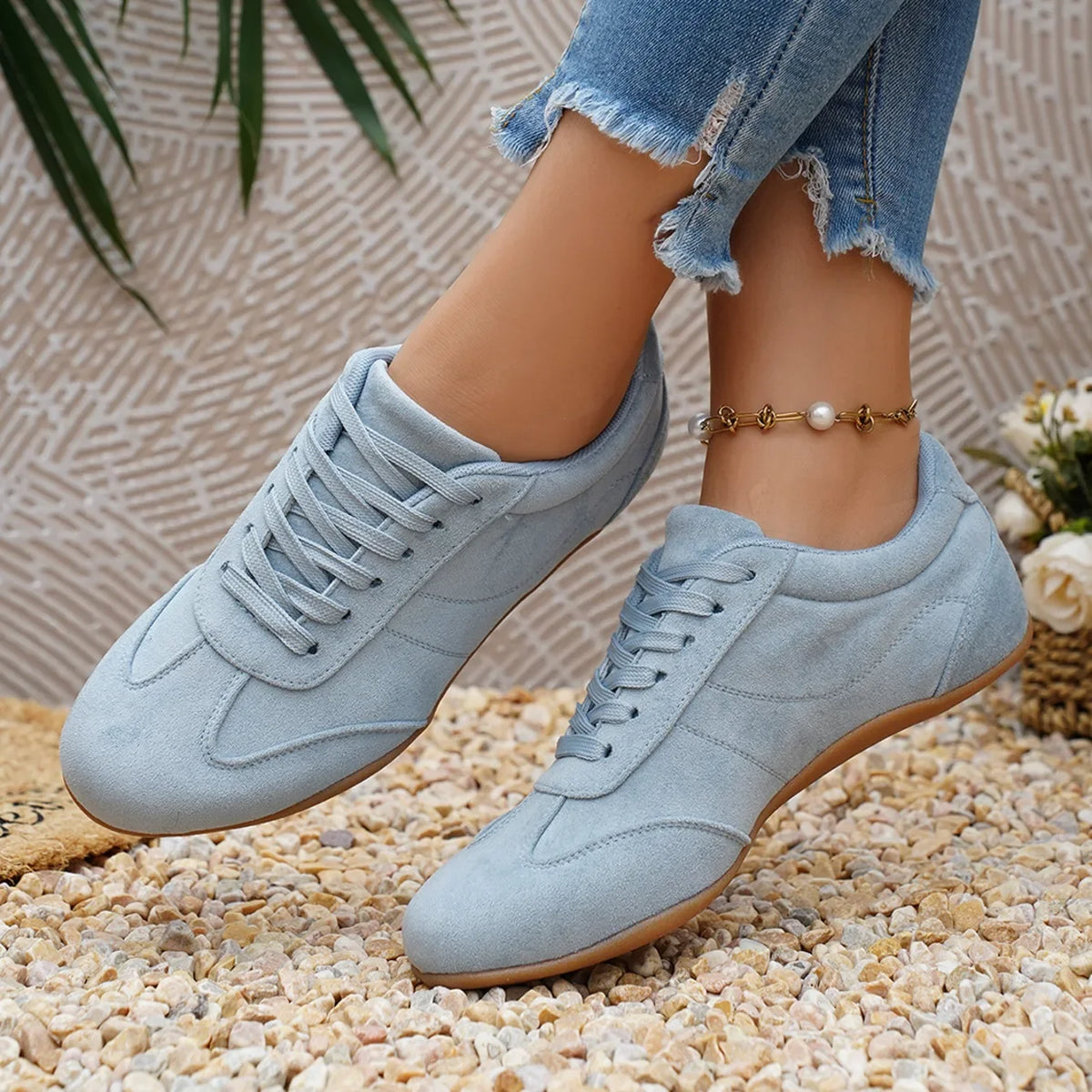 Women Natural Suede Leather Lace-up 2026 New Sneakers Round Toe Soft Comfort Casual Female Outdoor Drive/walk Shoes for Woman