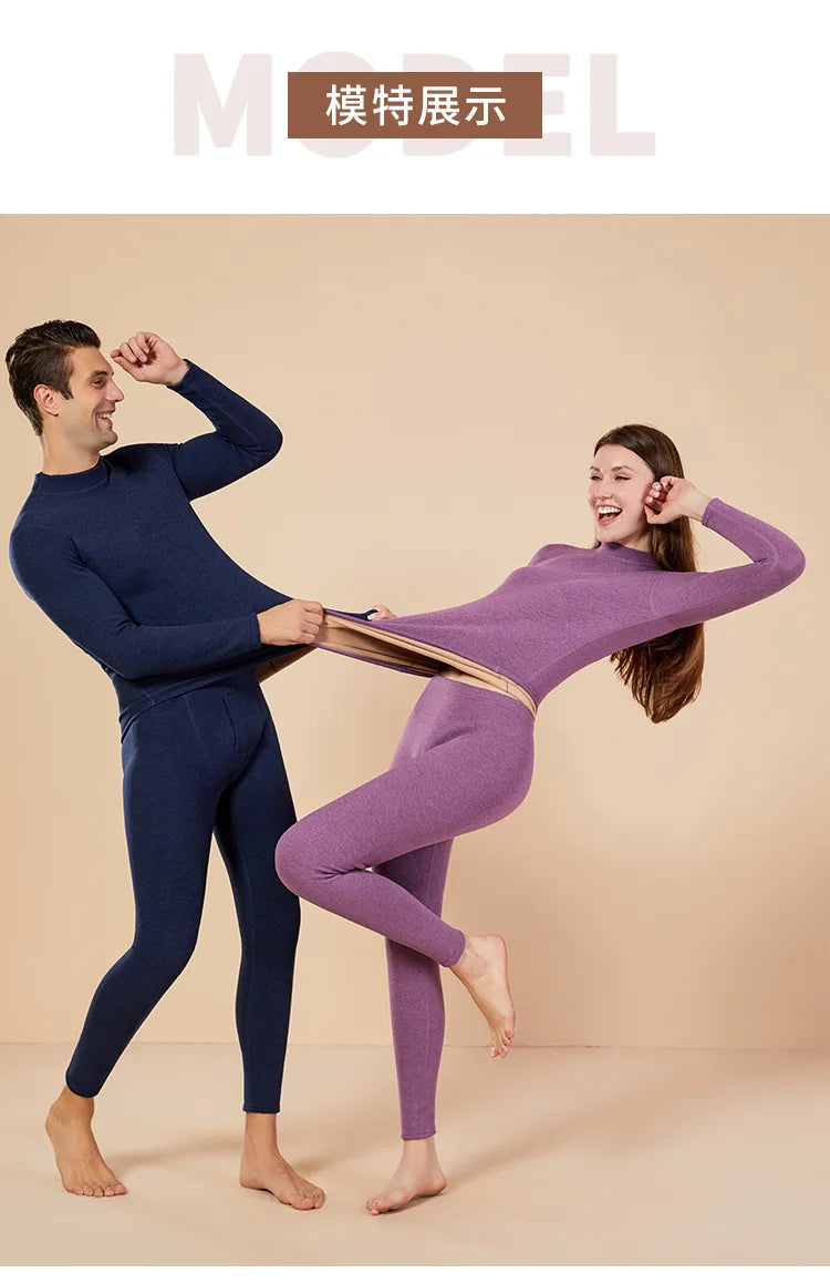 Men's Mock Neck Fleece Thermal Underwear Set