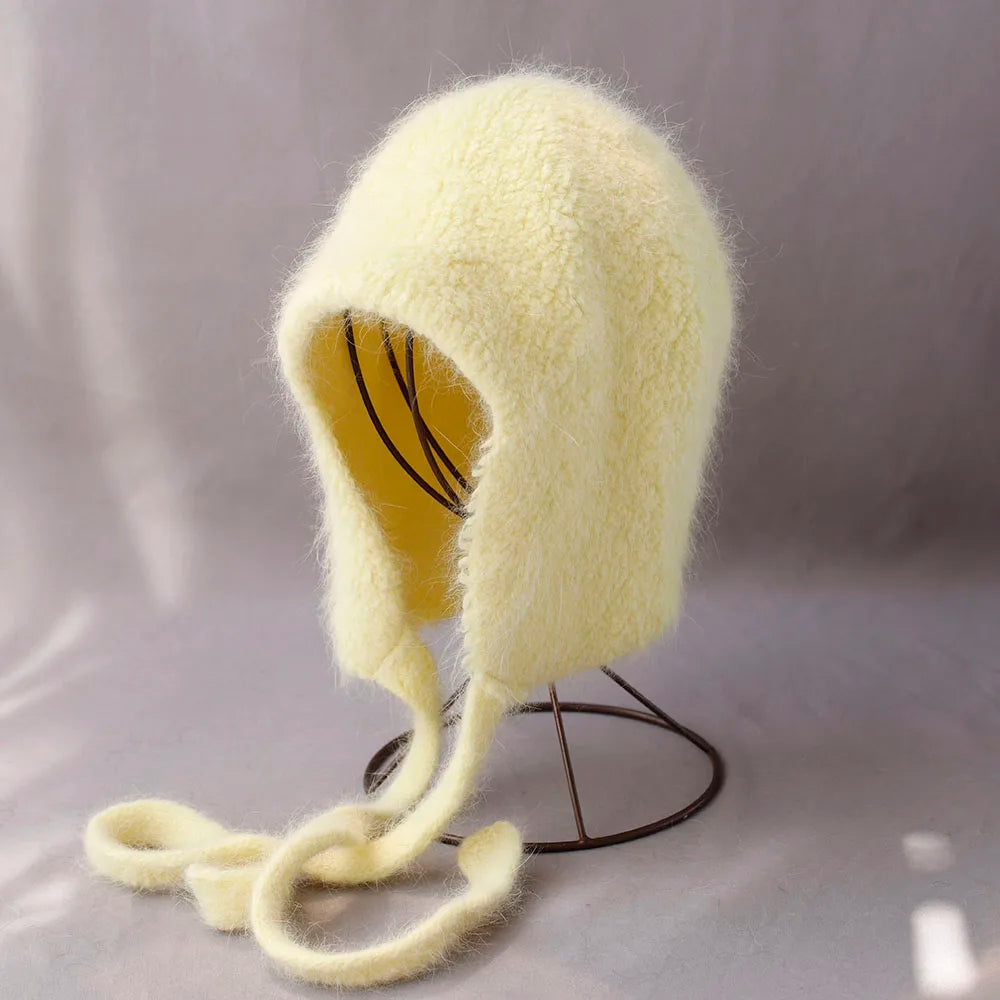 2025 NEW Winter Hat Real Rabbit Fur Winter Hats For Women Fashion Warm Hats Upgrade thickened extended Pullover scarf hat