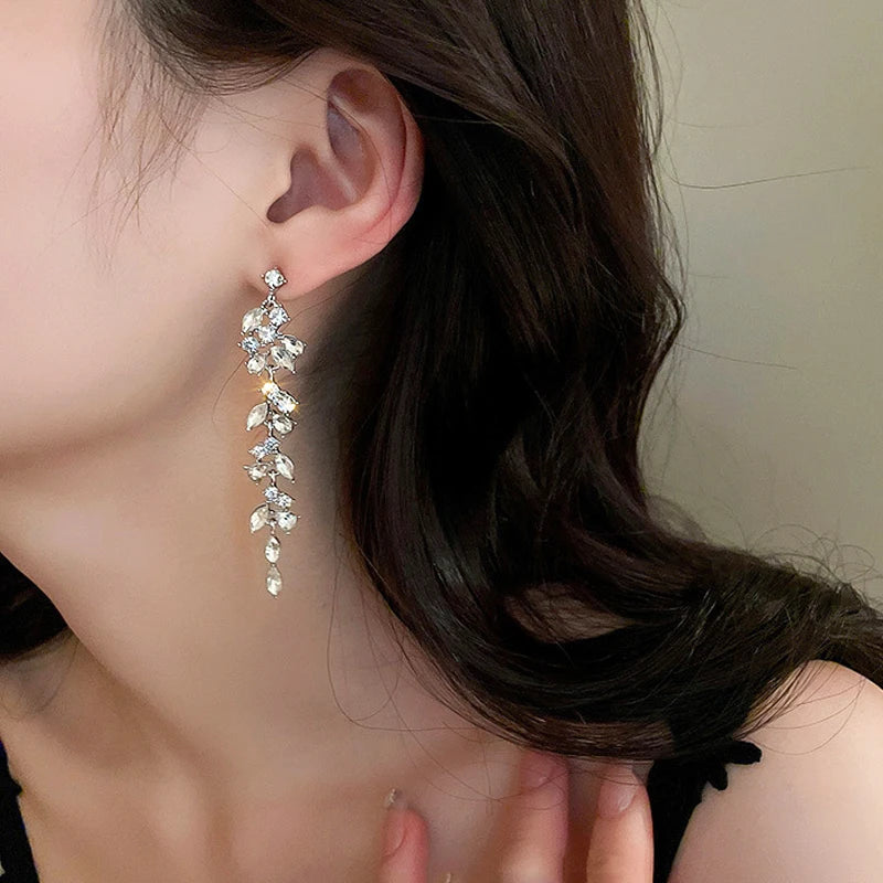 Crystal Zircon Geometric Drop Earrings