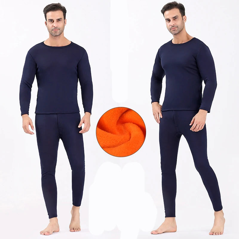 Men's Thick Fleece-Lined Thermal Underwear Set