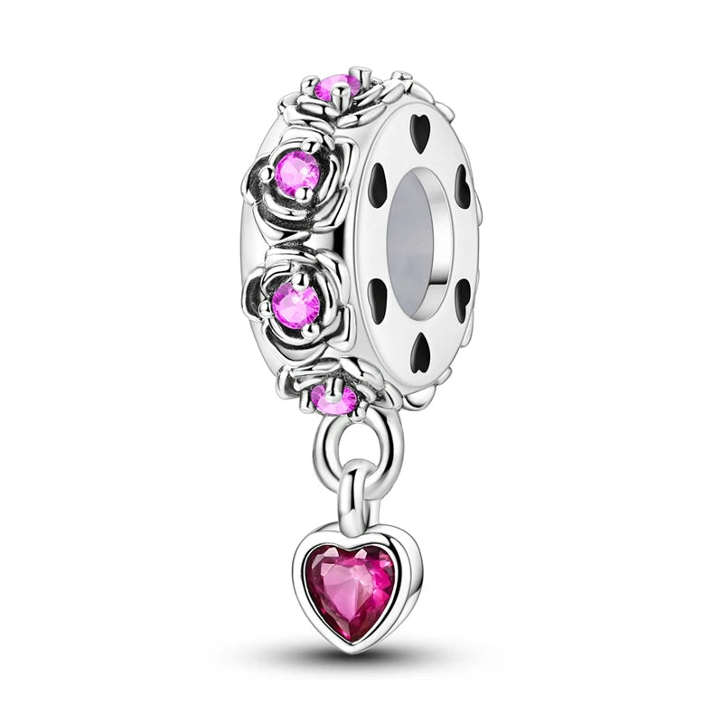 925 Sterling Silver Pink Ballet Girl Bow Pendant Charm Bead for Women – Elegant DIY Jewelry Making Charm for Bracelets & Necklaces