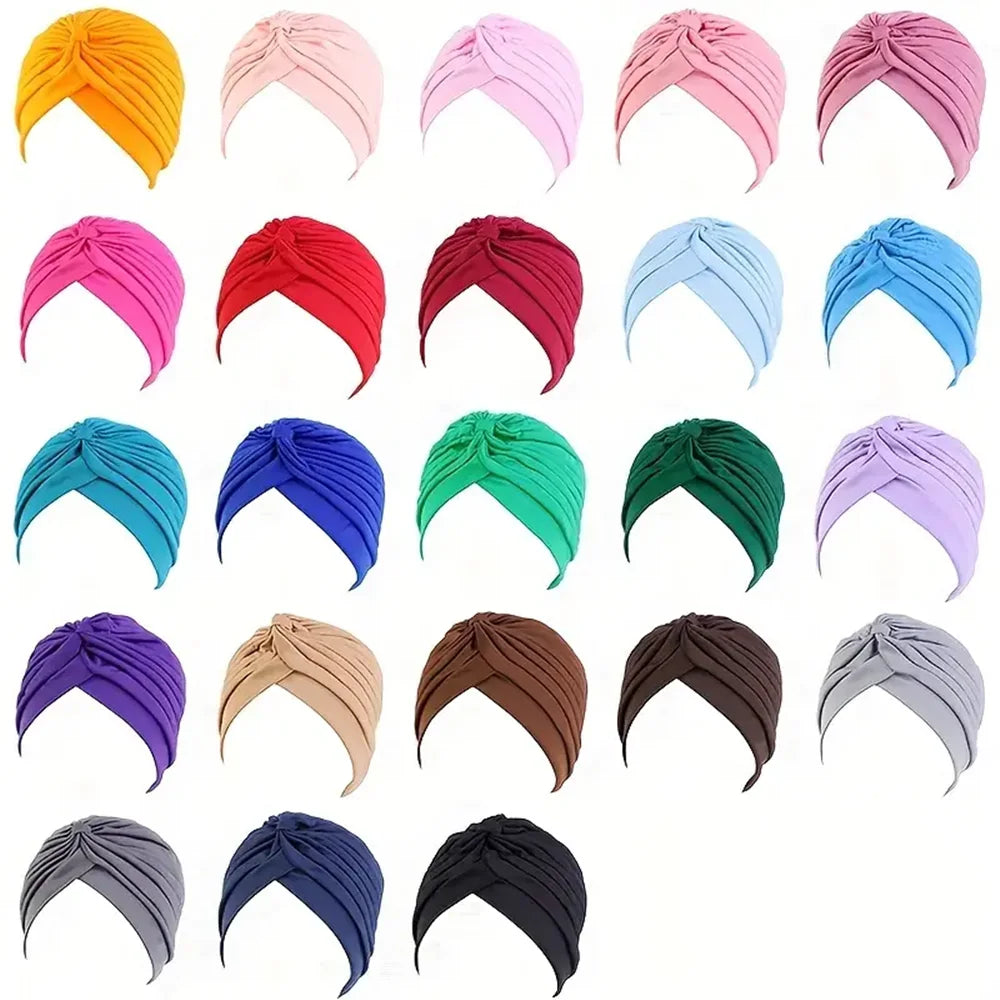 4-Piece Women’s Solid Color Turban Cap Set