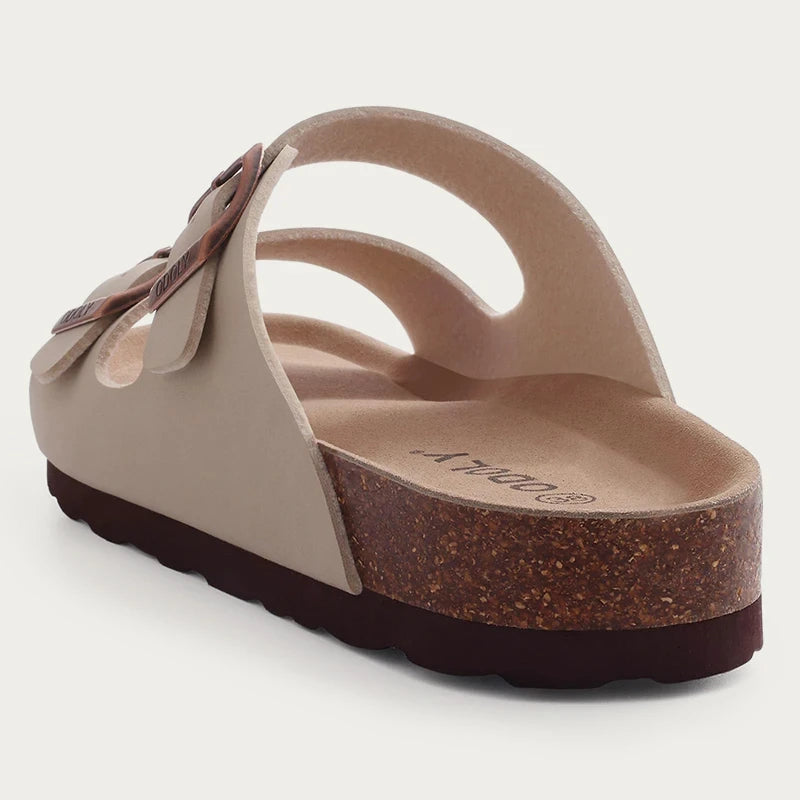 Comwarm Classic Cork Slippers For Women New Fashion Suede Flats Sandals Summer Couple Beach Slides Shoes With Adjustable Buckle