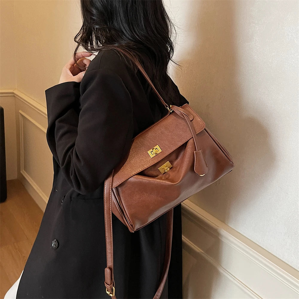 Women’s Vintage PU Flap Shoulder & Crossbody Bag