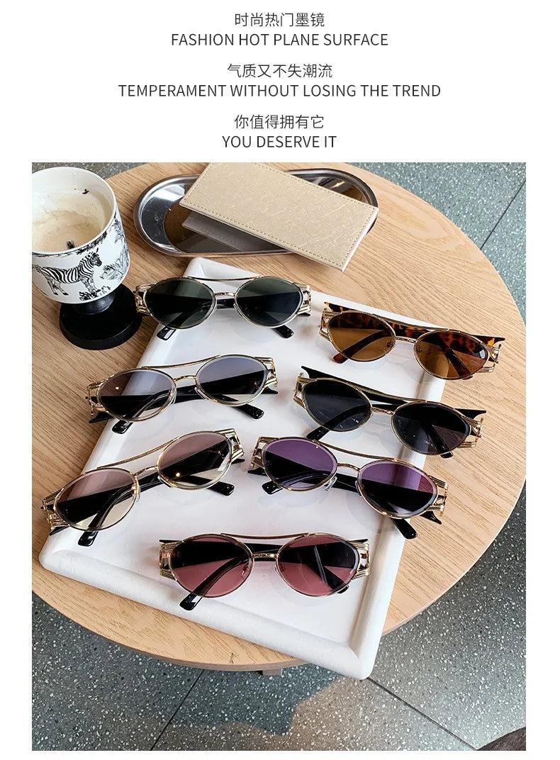 Unisex Oval Gradient Fashion Sunglasses