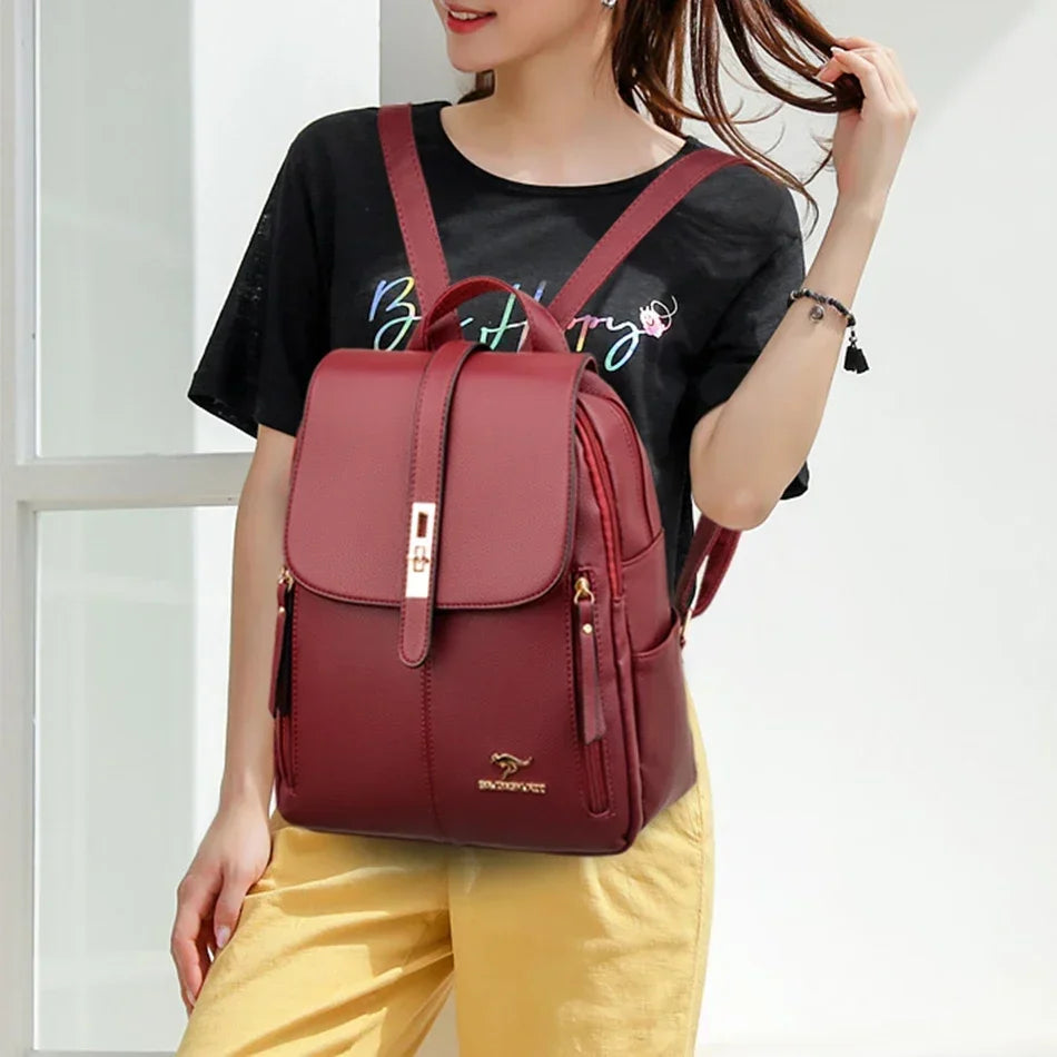 Women’s Casual Waterproof Synthetic Leather Backpack