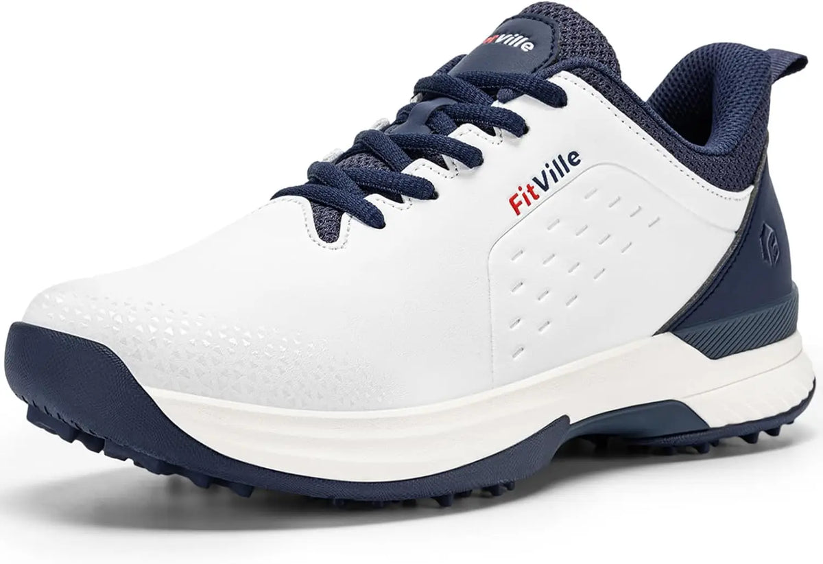 FitVille Men'S Golf Shoes Extra Wide Waterproof, Professional No-Slip Spiked Golf Shoes With Arch Support For Wide Feet