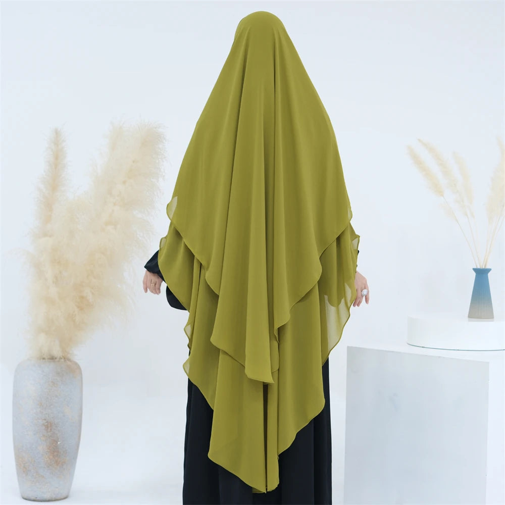 Women’s Elegant Chiffon Khimar & Abaya Set