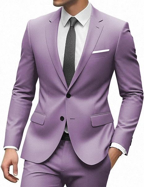 Elegant Suit for Men 2 Pieces Blazer and Pants Set Luxury Notched Lapel Tuxedo Suits for Men Formal Wedding Dresses Gentleman