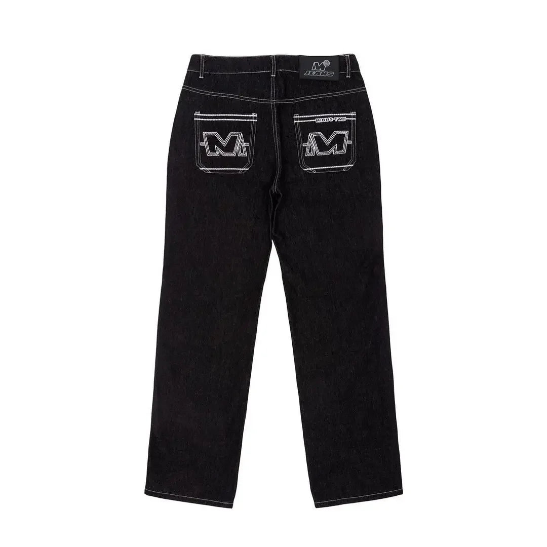 Y2k Wide Leg Jeans 2026 New Trend Hip Hop Letter Printed Black Pants Men Women Fashion Punk Loose Straight Trousers Streetwear