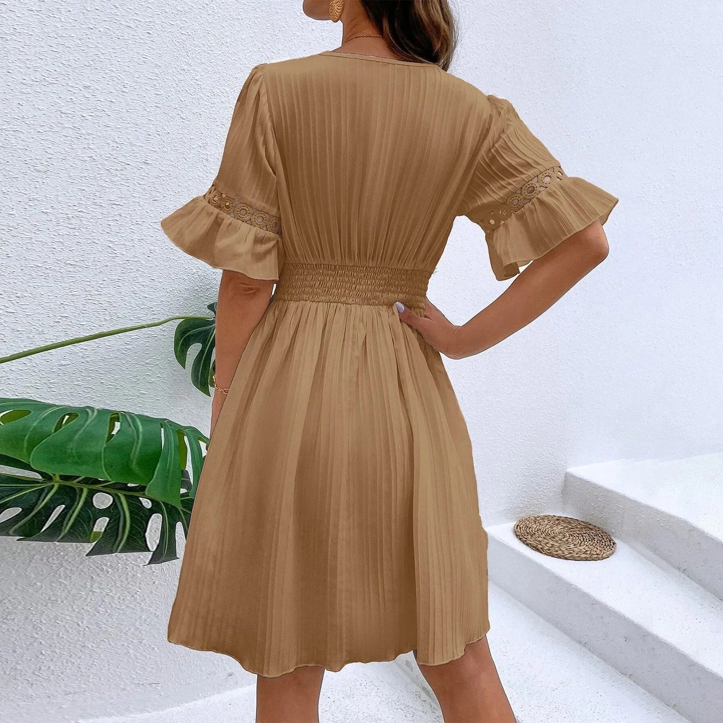 Women’s V-Neck A-Line Mini Dress.