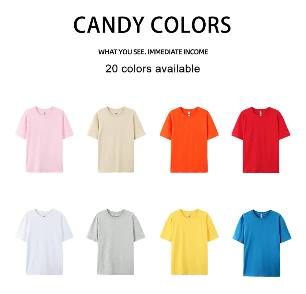 Customized LOGO Picture Men's Cotton T-Shirt Summer Colour Loose Short Sleeves Comfortable Fashion T Shirts Unisex O-Neck DIY Te