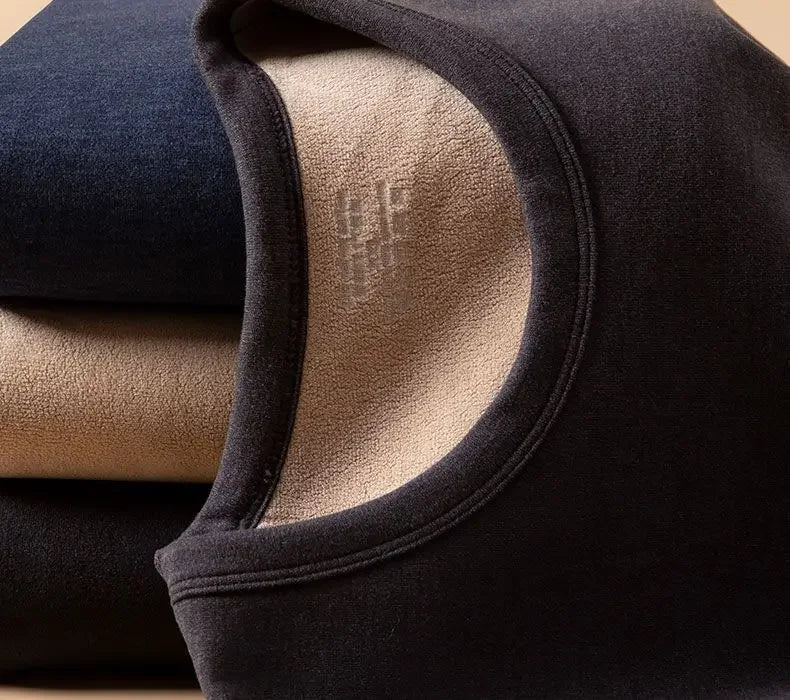 Men's Plus Size Fleece-Lined Thermal Underwear Set