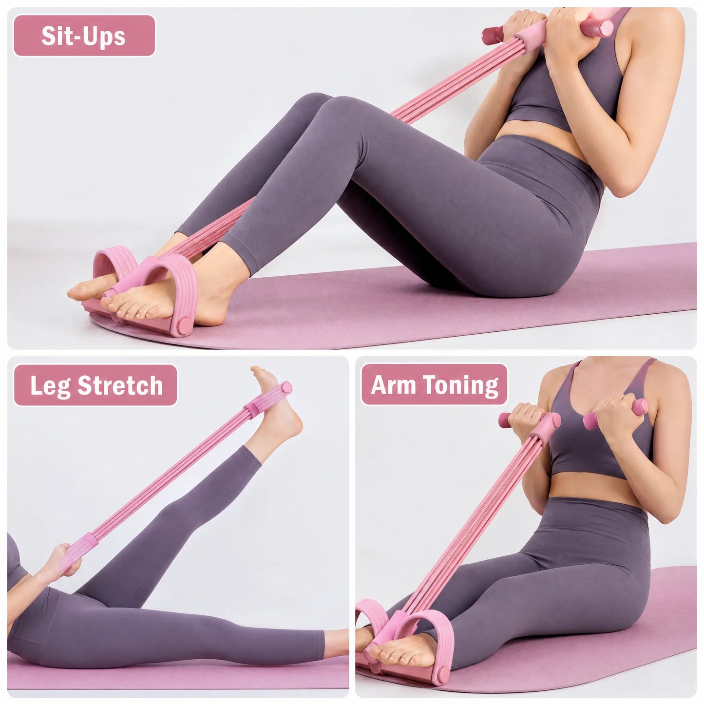 6-Tube Resistance Band Pedal Trainer – Sit-Up Assistant & Elastic Pull Rope for Full Body Home Gym, Leg, Arm & Waist Workouts
