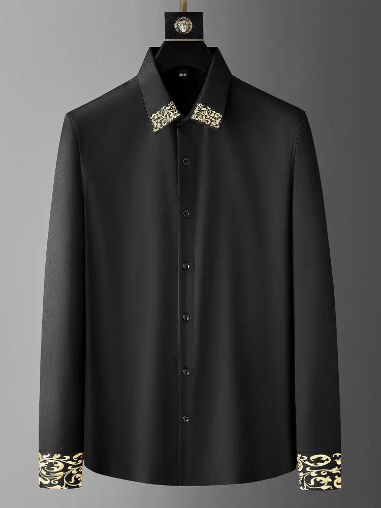 Japanese Style Light Luxury Summer Men's Square Collar Embroid Single Breasted Fashion Casual Long Sleeve Loose Shirts Tops