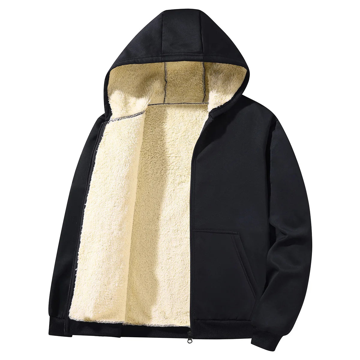 Men's Sherpa-Lined Winter Zip-Up Hoodie