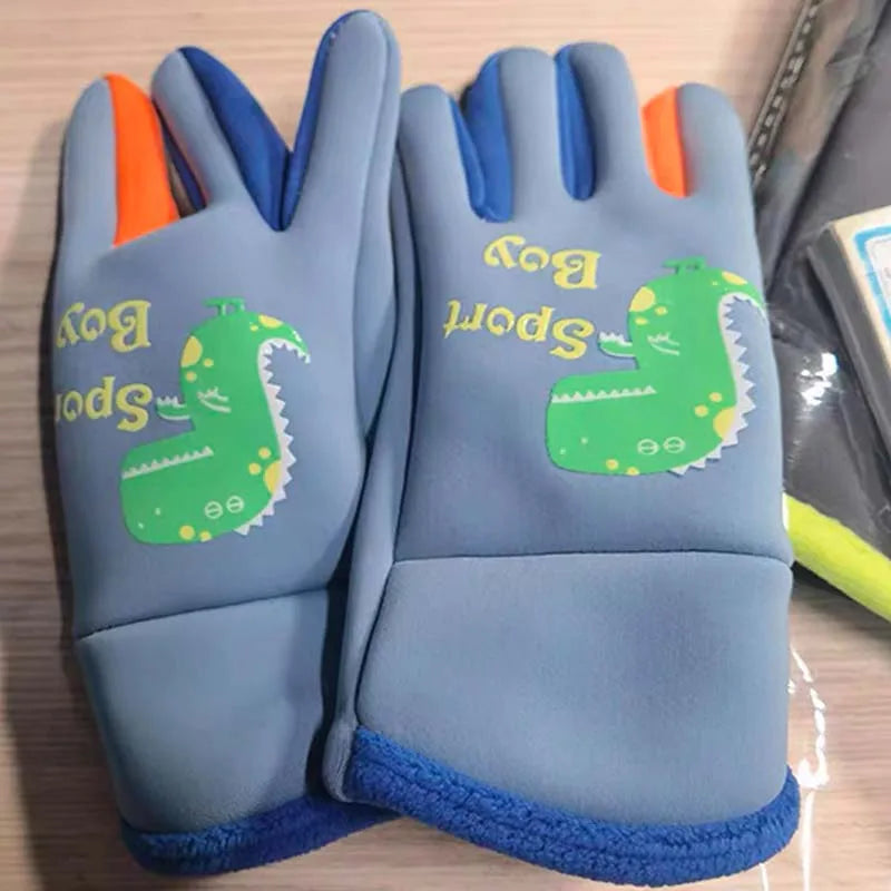 Children Warm Plush Gloves Winter Boys Girls Kids Outdoor Windproof Skiing Cycling Gloves Glow Students Toddler Cycling Mittens